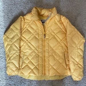 Yellow puffer jacket